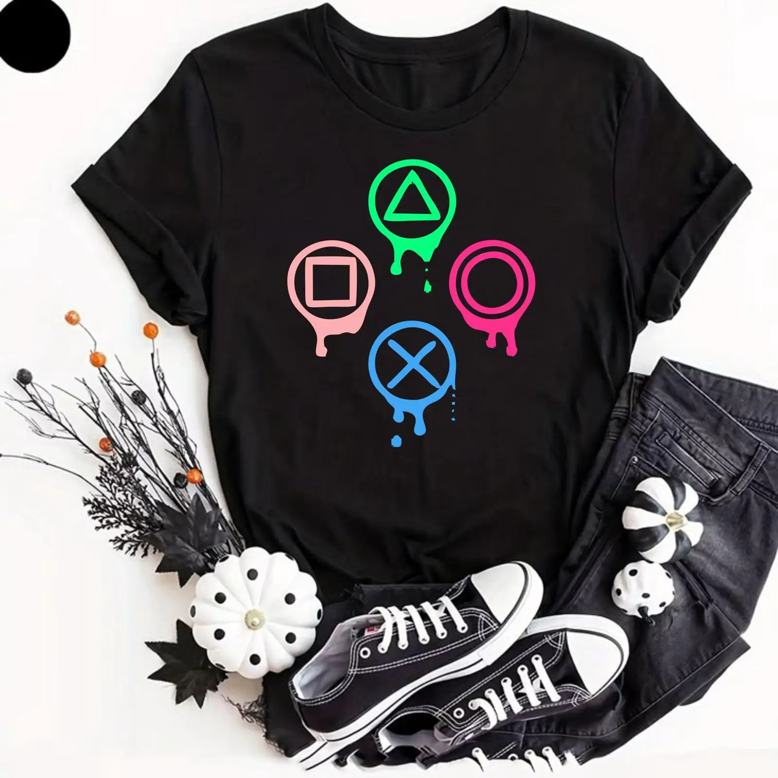 Retro Gaming Icons - T-shirt avec icônes de manettes de