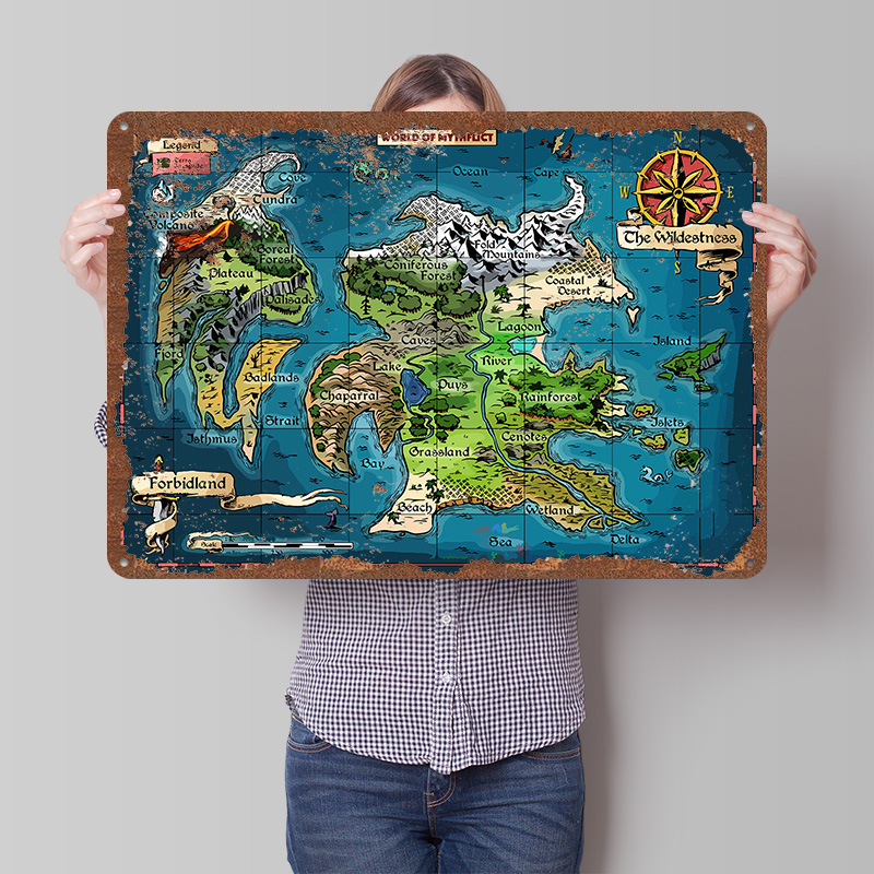 World Of Retro Gaming - Affiche imprimée de carte fantastique du