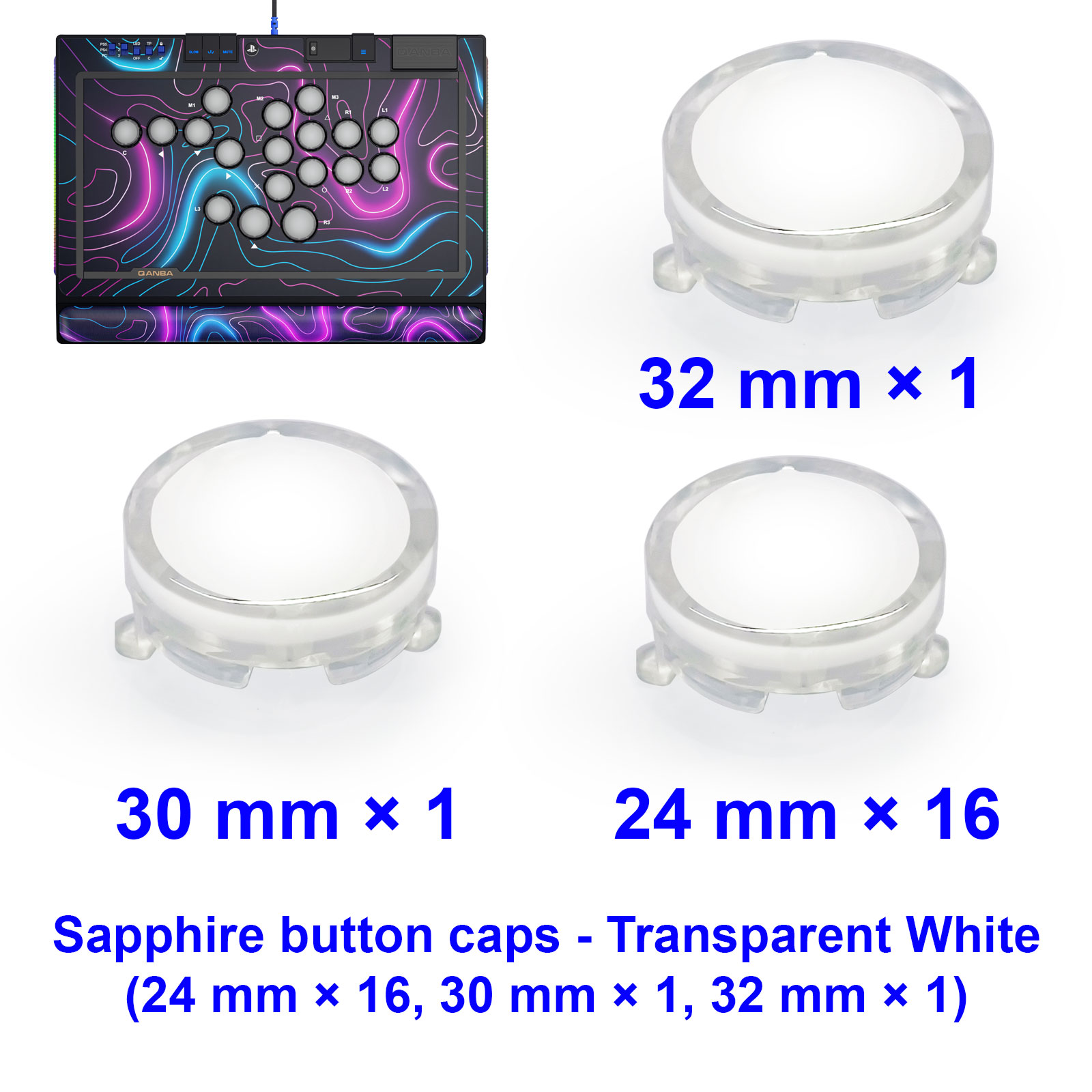 Arcade Button Kit - Capuchons de boutons QANBA SAPPHIRE S1,