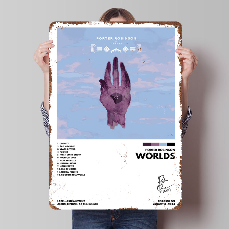 World Of Retro Gaming - Affiche métallique personnalisée Porter Robinson Worlds,