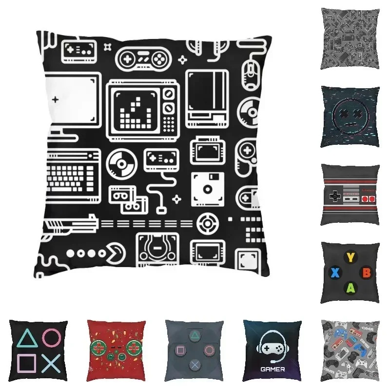 Retro Gaming Icons - Housse de coussin à motif d'icônes