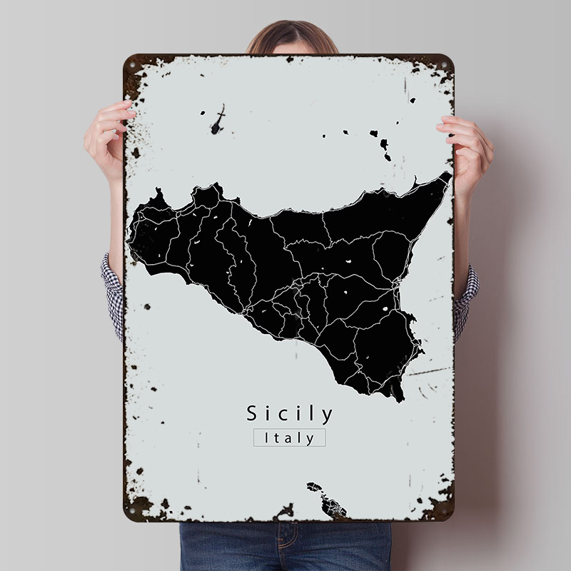 Affiche de carte d'île de sici - Retro Gaming Island avis et prix